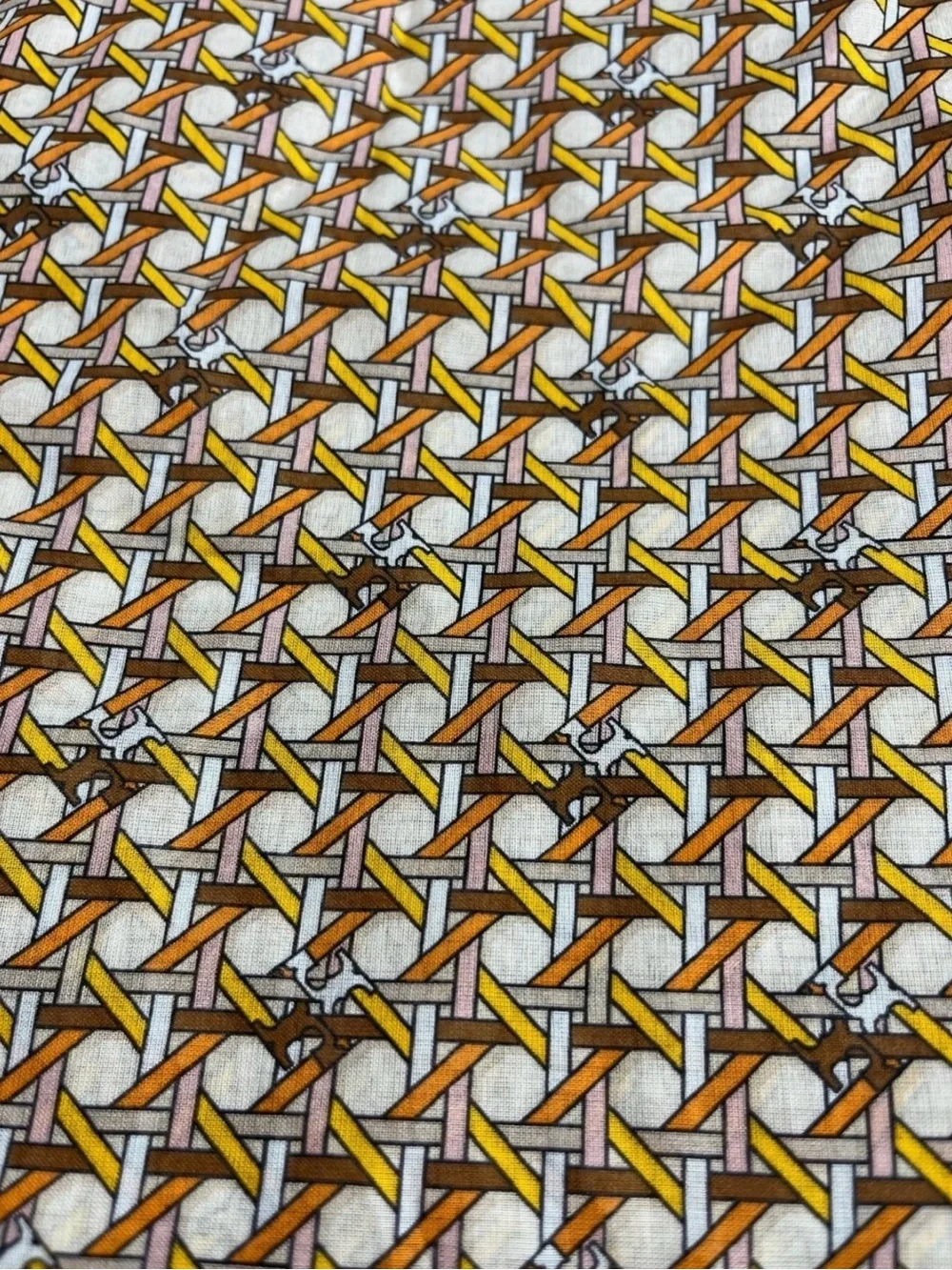 Tory Burch Brown and Cream Geometric Tassel Throw